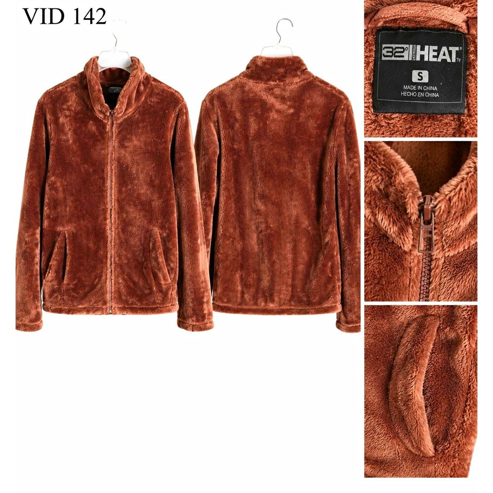 32 Degrees 32 Heat Women's S Brown Full Zip Jacket Pockets Long Sleeve